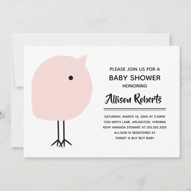 Mid Century Modern Chick Baby Shower Invitation (Front)