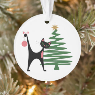 Mid-century Modern Christmas 1950's Atomic Cat Ornament