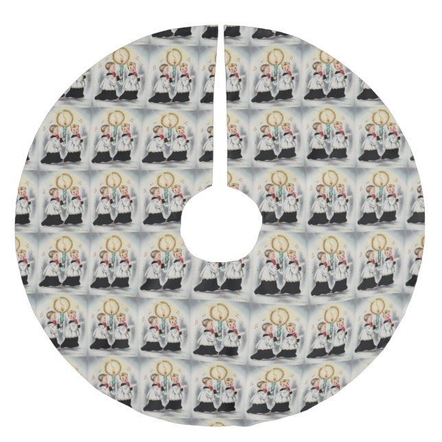 Mid Century Modern  Christmas 1950's Choir Boys   Brushed Polyester Tree Skirt (Front)