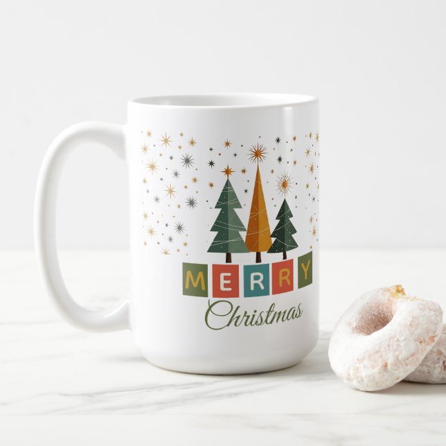 Mid-Century Modern Christmas Card Coffee Mug (With Donut)