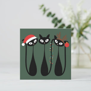 Mid Century Modern Christmas Cats Retro Classic Holiday Card
