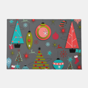 Mid-Century Modern Christmas Doormat Grey