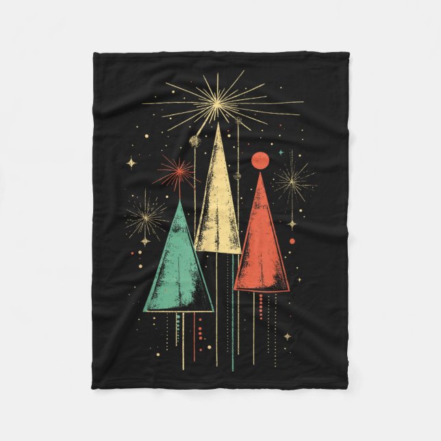 Mid Century Modern Christmas  Fleece Blanket (Front)