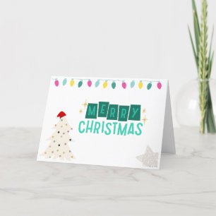 Mid century modern Christmas holiday card. Thank You Card