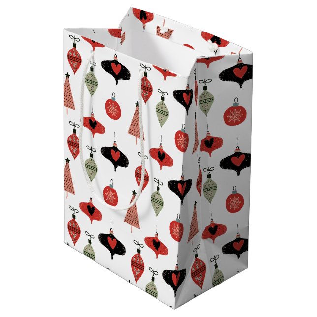 Mid Century Modern Christmas Holiday Medium Gift Bag (Back Angled)