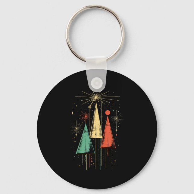 Mid Century Modern Christmas  Key Ring (Front)