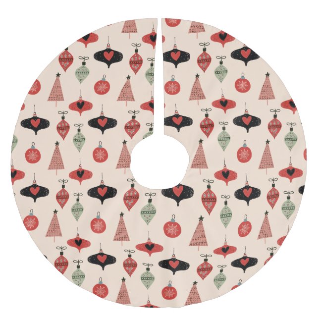 Mid Century Modern Christmas Pattern  Brushed Polyester Tree Skirt (Front)