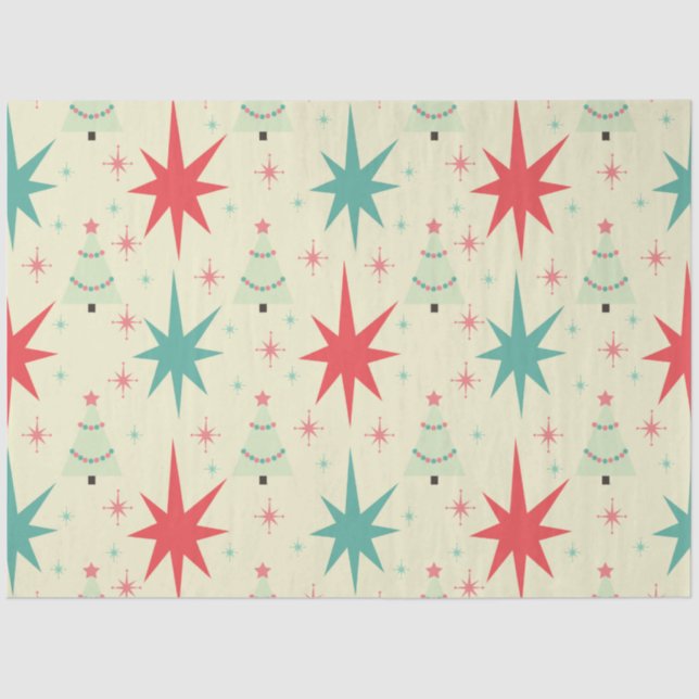 Mid Century Modern Christmas Pattern Tissue Paper (Front)