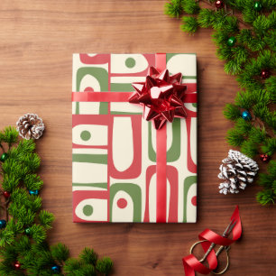 Mid Century Modern Christmas Piquet Modernist Xmas Wrapping Paper