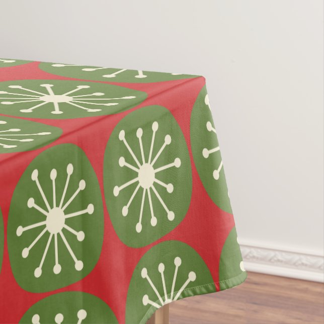 Mid Century Modern Christmas Retro Atomic Dots Tablecloth (In Situ)
