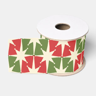 Mid Century Modern Christmas Retro Starbursts Grosgrain Ribbon