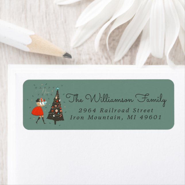 Mid-Century Modern Christmas Return Address Label (Insitu)