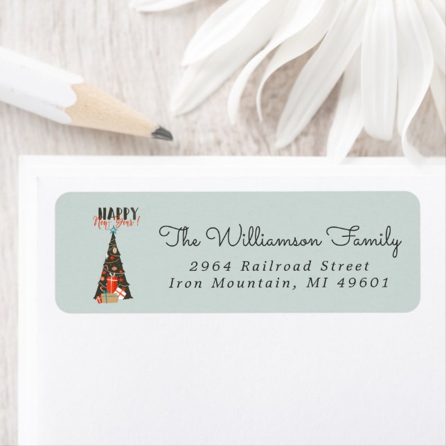 Mid-Century Modern Christmas Return Address Label (Insitu)