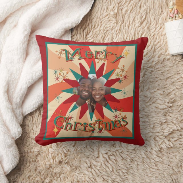 Mid Century Modern Christmas Sputnik Stars Photo Cushion (Blanket)