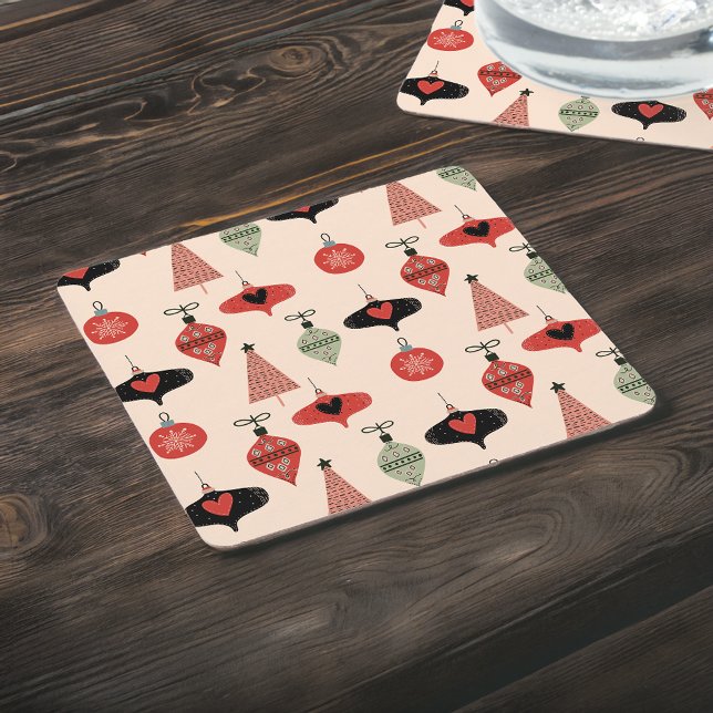 Mid-Century Modern Christmas Square Paper Coaster (Creator Uploaded)