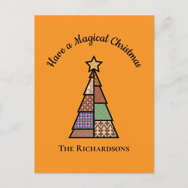 Mid-century Modern Christmas Tree Christmas  Holiday Postcard (Front)