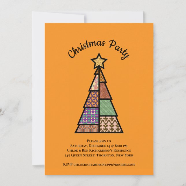 Mid-century Modern Christmas Tree Christmas Party Invitation (Front)