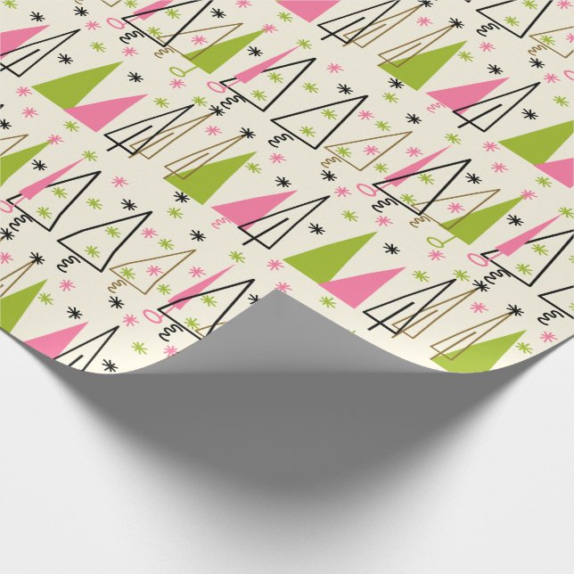 Mid-Century Modern Christmas Tree Wrapping Paper (Corner)