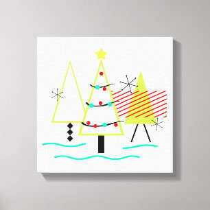mid century modern christmas trees retro canvas print