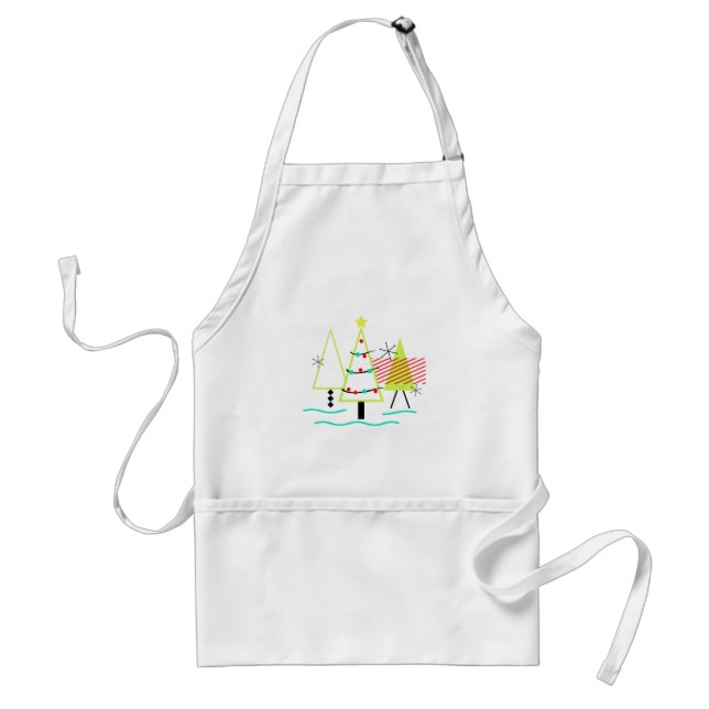 mid century modern christmas trees retro standard apron (Front)