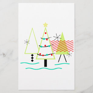 mid century modern christmas trees retro stationery