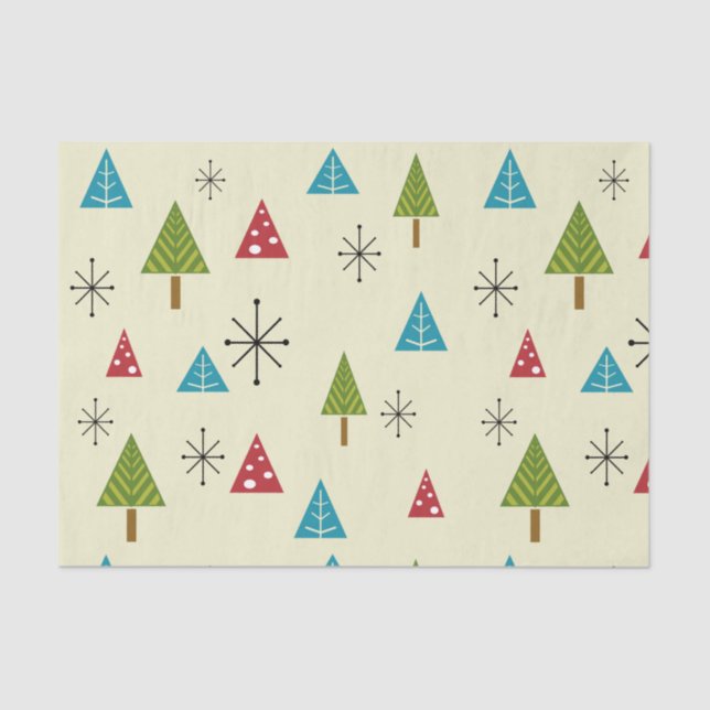 Mid Century Modern Christmas Trees Tissue Paper (Front)