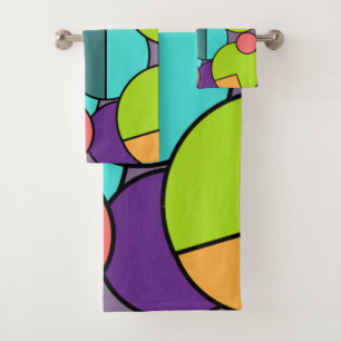 Mid-Century Modern Circle Collage Bath Towel Set