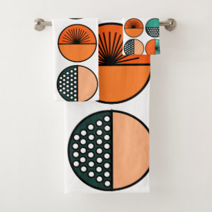 Mid-Century Modern Circle Halves  Bath Towel Set