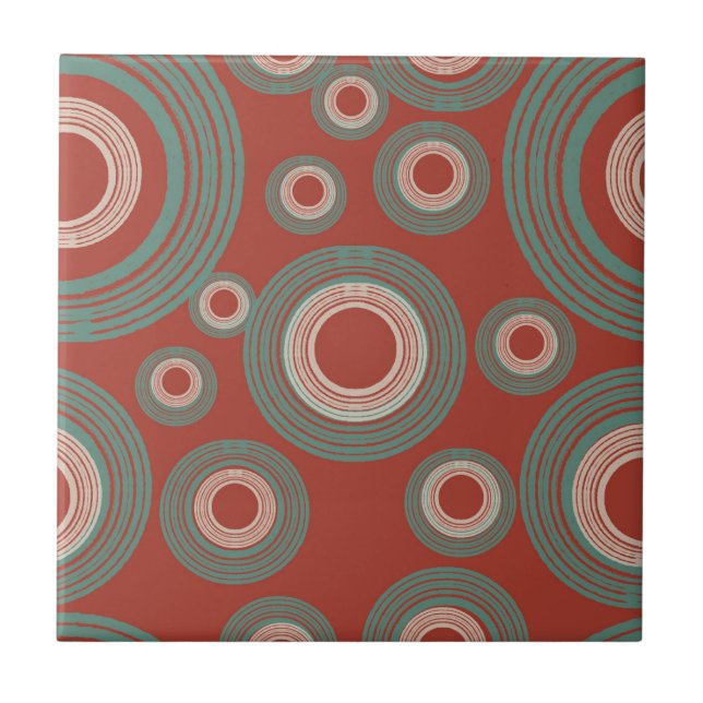 Mid Century Modern Circle Red Tile (Front)