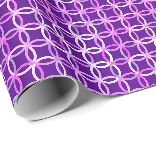 Mid-Century Modern circles, amethyst and orchid Wrapping Paper (Roll Corner)