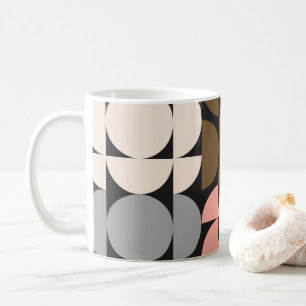 Mid-Century Modern Circles and Semicircles Neutral Coffee Mug