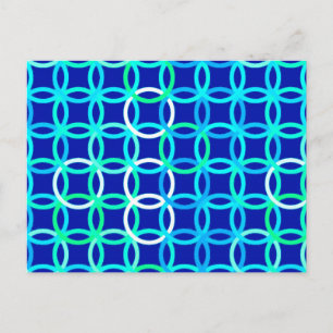 Mid-Century Modern circles, cobalt & peacock Postcard