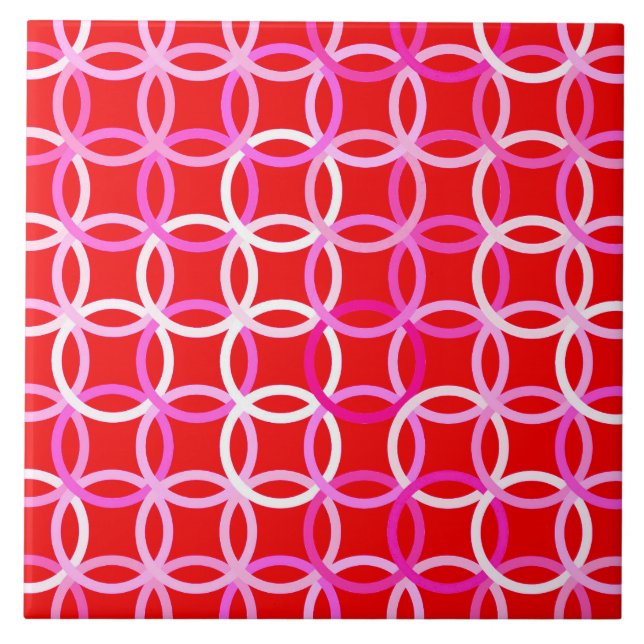 Mid-Century Modern circles, dark red and pink Tile (Front)