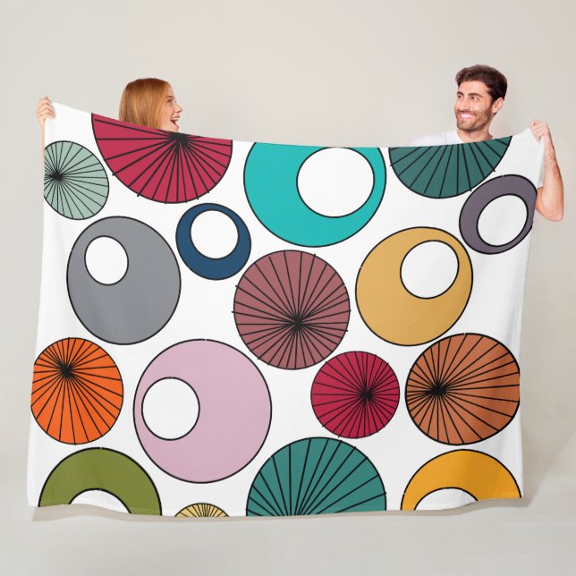 Mid-Century Modern Circles  Fleece Blanket (In Situ)