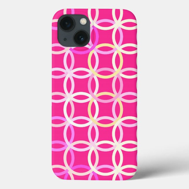 Mid-Century Modern circles, fuchsia pink and cream Case-Mate iPhone Case (Back)