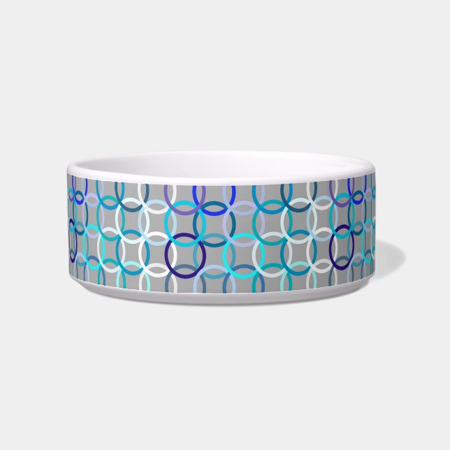 Mid-Century Modern circles, grey, blue and white Bowl (Left)