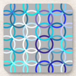 Mid-Century Modern circles, grey, blue and white Coaster