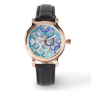 Mid-Century Modern circles, grey, blue and white Watch