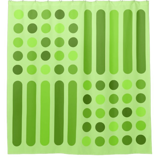 Mid Century Modern Circles Lines Chartreuse Shower Curtain (Front)