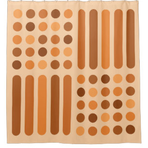 Mid Century Modern Circles Lines Orange Shower Curtain
