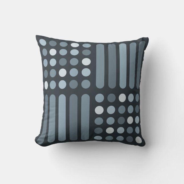 Mid Century Modern Circles Lines Slate Cushion (Front)
