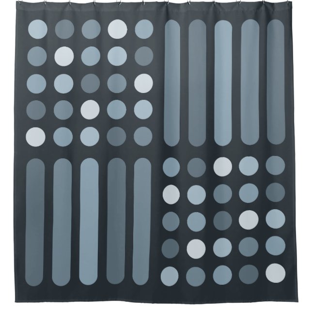 Mid Century Modern Circles Lines Slate Shower Curtain (Front)