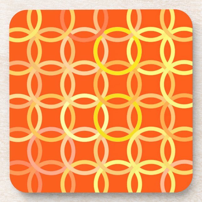 Mid-Century Modern circles, mandarin orange Coaster (Front)