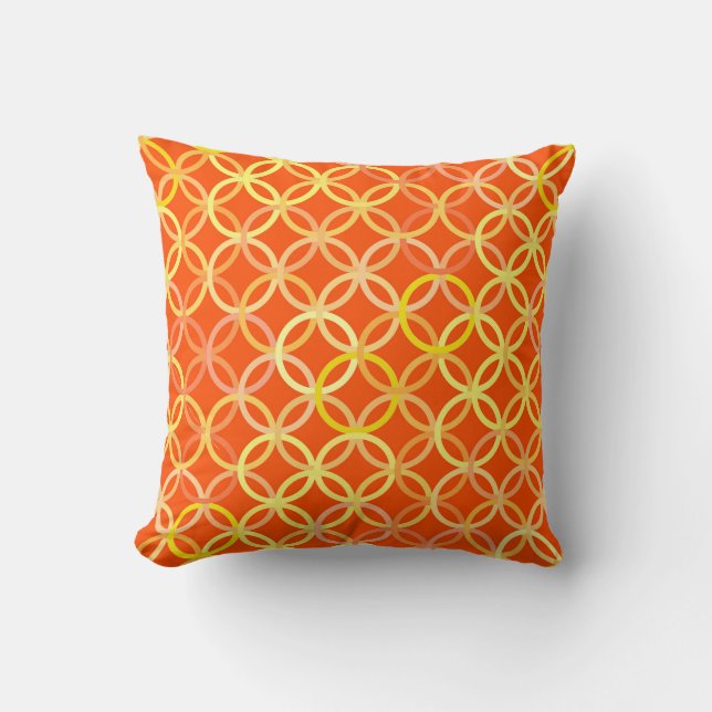 Mid-Century Modern circles, mandarin orange Cushion (Front)