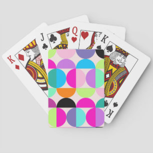 Mid Century Modern Circles Pattern Colorful Retro Playing Cards
