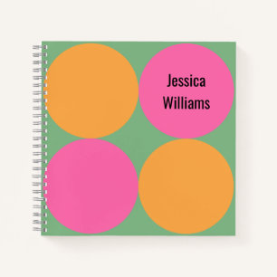 Mid-Century Modern Circles Pattern Spiral Bound Notebook