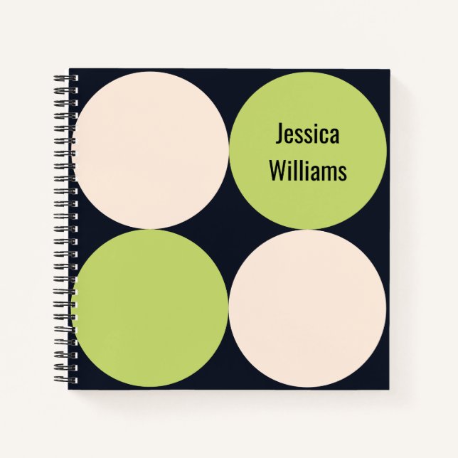 Mid-Century Modern Circles Pattern Spiral Bound Notebook (Front)