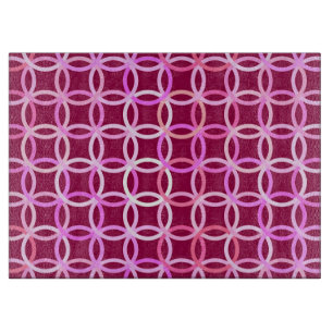 Mid-Century Modern circles, plum and orchid pink Cutting Board