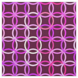 Mid-Century Modern circles, plum and orchid pink Fabric