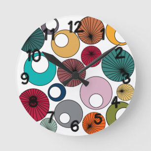 Mid-Century Modern Circles  Round Clock